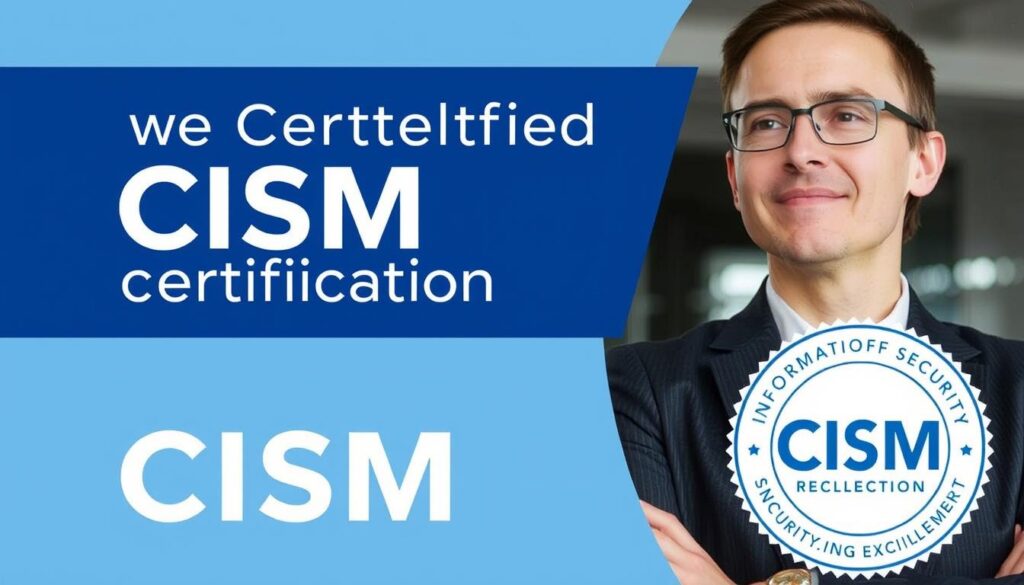 An image representing the CISM certification, possibly with a professional in a leadership role or a graphic symbolizing information security management.