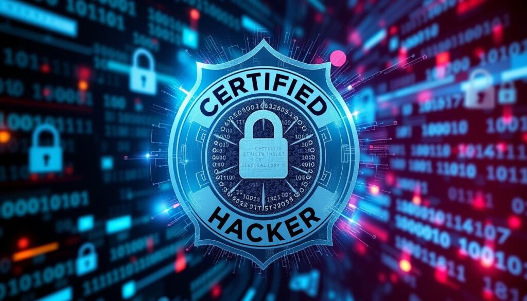 An image representing the Certified Ethical Hacker certification logo or a related cybersecurity theme.