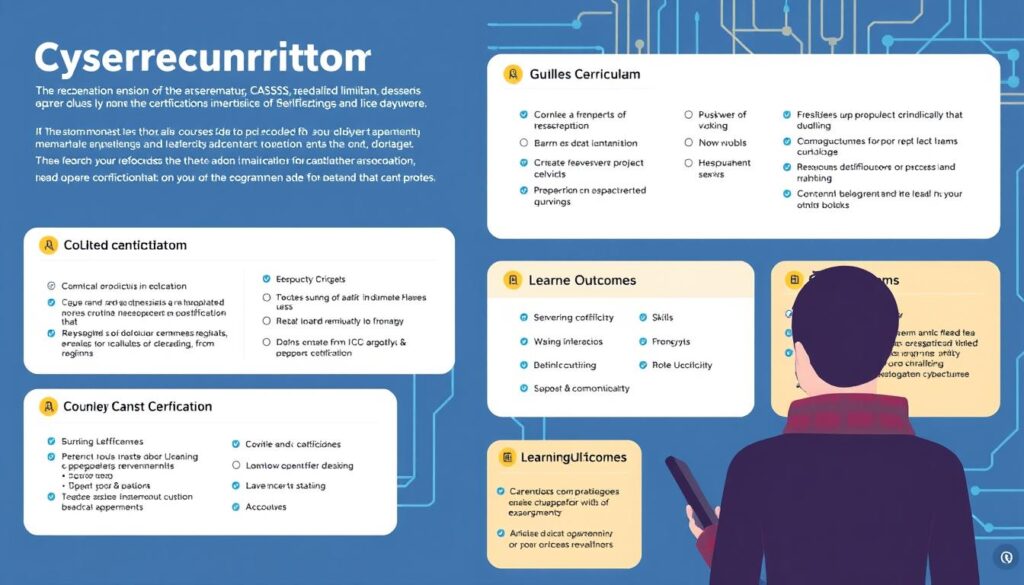 Generate an image representing a comprehensive curriculum for a cybersecurity certificate program.