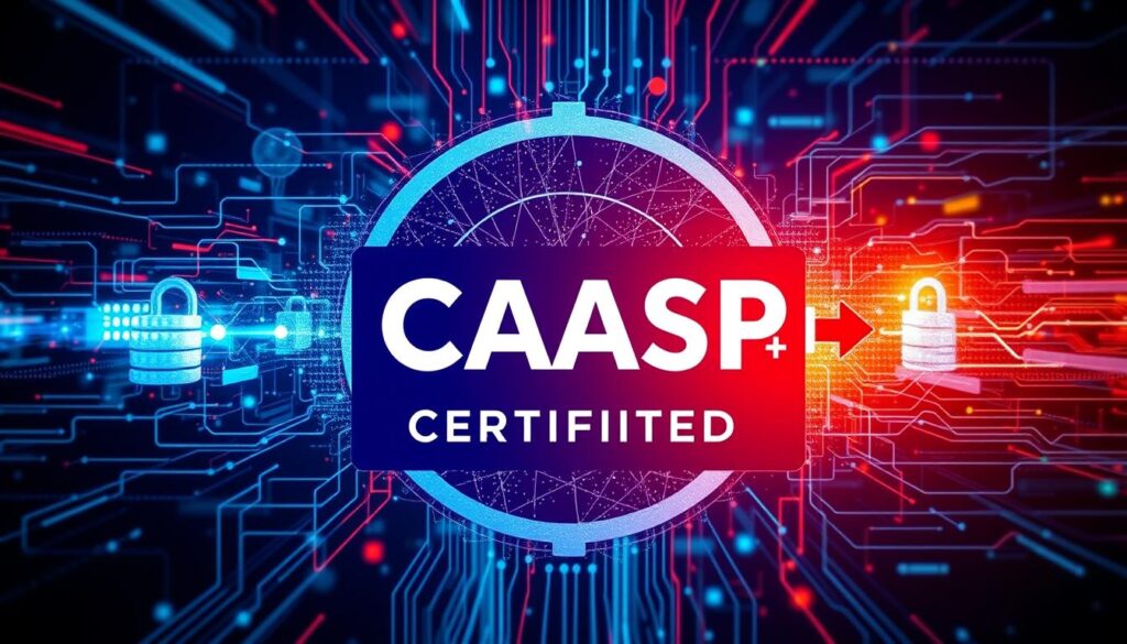 Generate an image representing the CASP+ certification logo or a related cybersecurity theme.