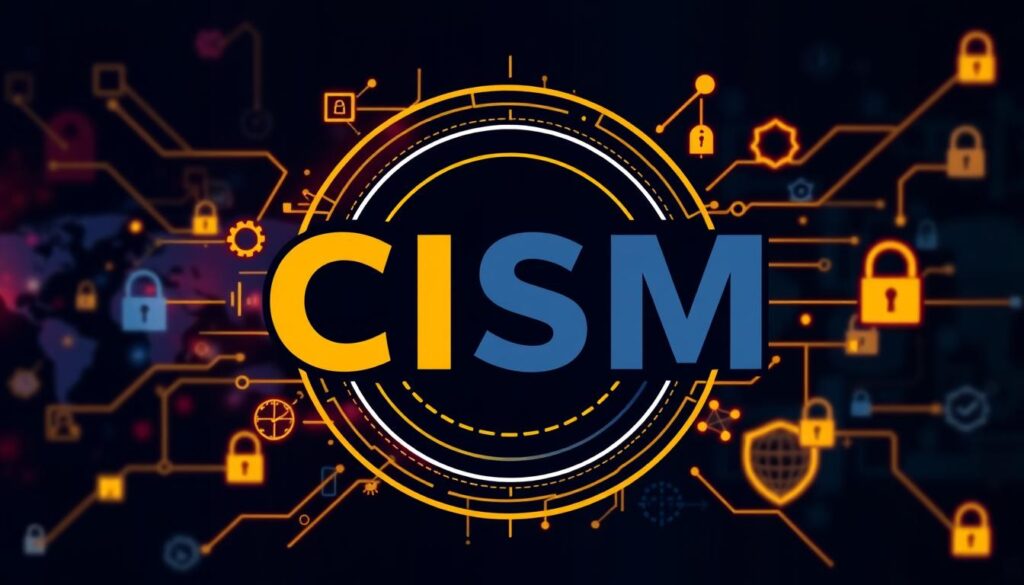 Generate an image representing the CISM certification logo or a related information security theme.