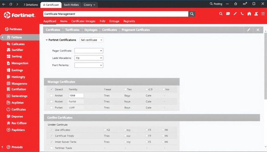 Image of Fortinet's certificate management interface