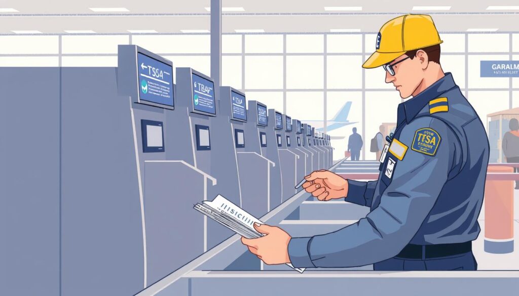Image of a TSA officer reviewing contractor documentation