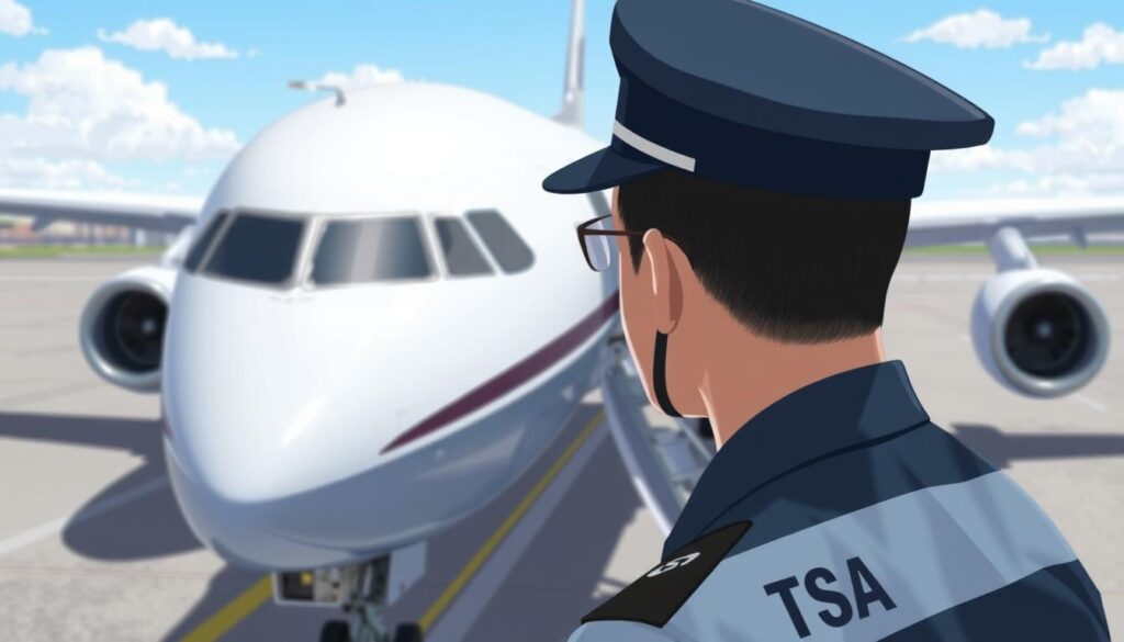 Image of a TSA official inspecting an aircraft