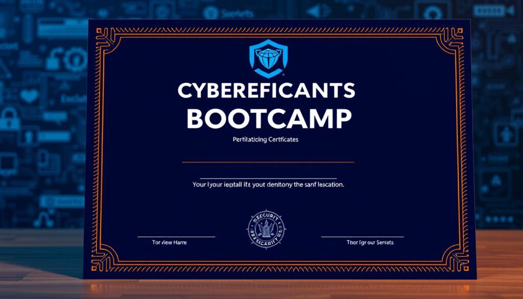 Image of a cybersecurity bootcamp certificate