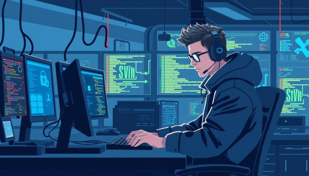 Image of a cybersecurity professional using a hacking tool in a controlled environment