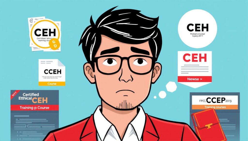 Image of a person choosing between different CEH training courses