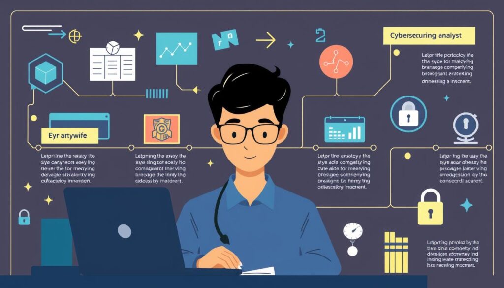 Image of a person following a step-by-step guide to becoming a cybersecurity analyst