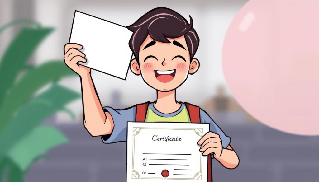 Image of a person holding a certificate