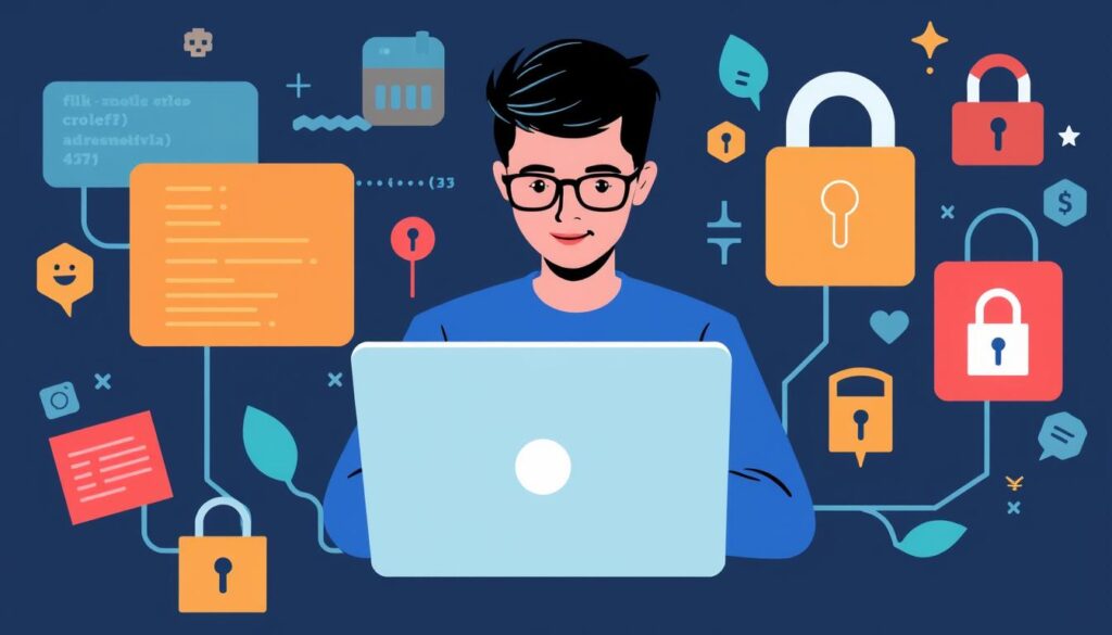 Image of a person learning cybersecurity on a laptop