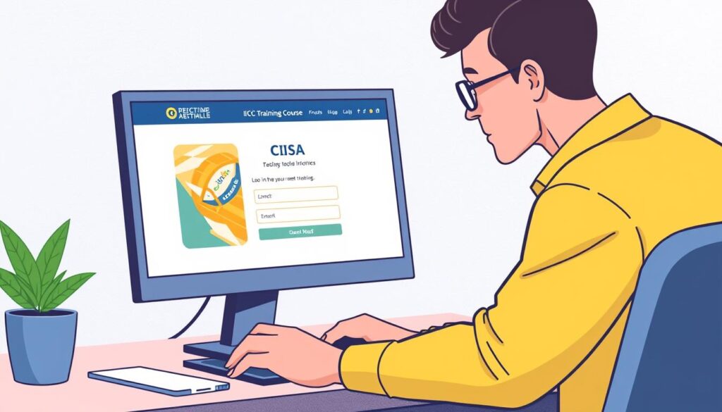 Image of a person registering for a CISA ICS training course online