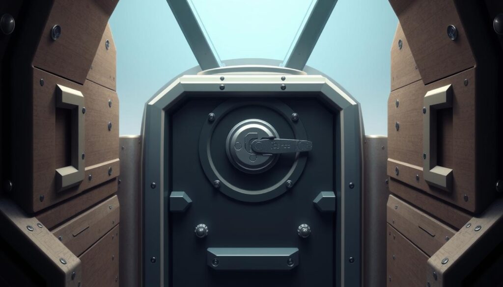 Image of a reinforced cockpit door with a secure locking system