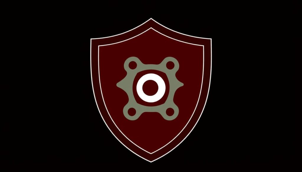 Image of a shield with a Rust programming language logo, symbolizing memory-safe security programming.