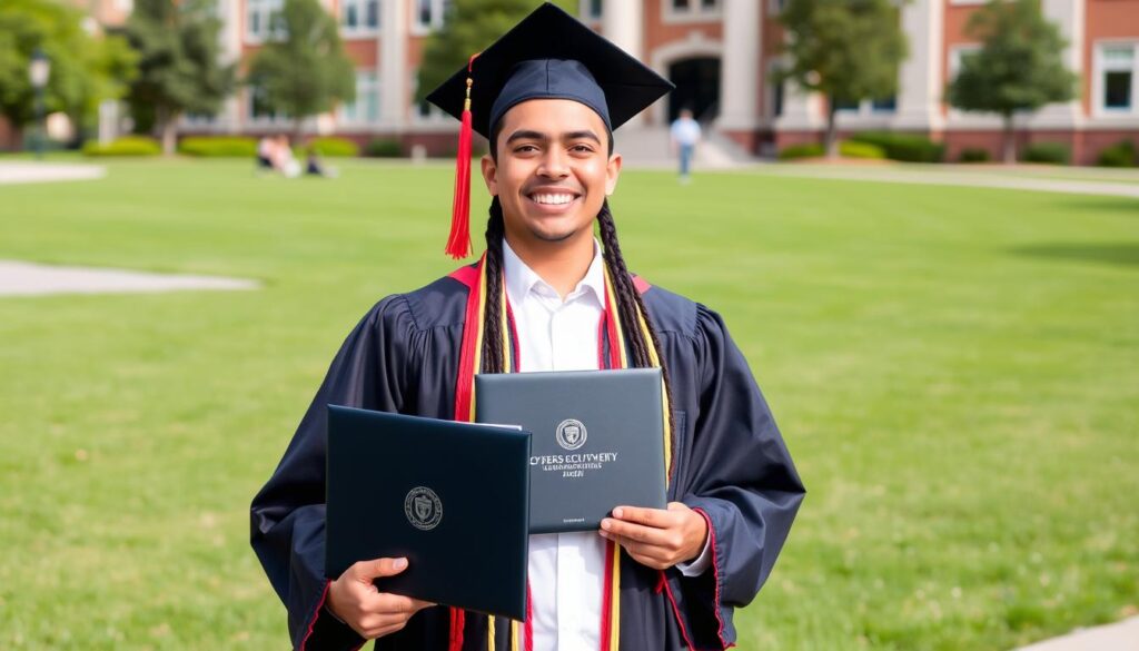 Image of a student graduating with a cybersecurity degree