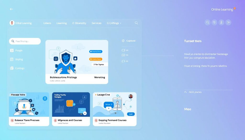 Image of an online learning platform interface focused on cybersecurity courses
