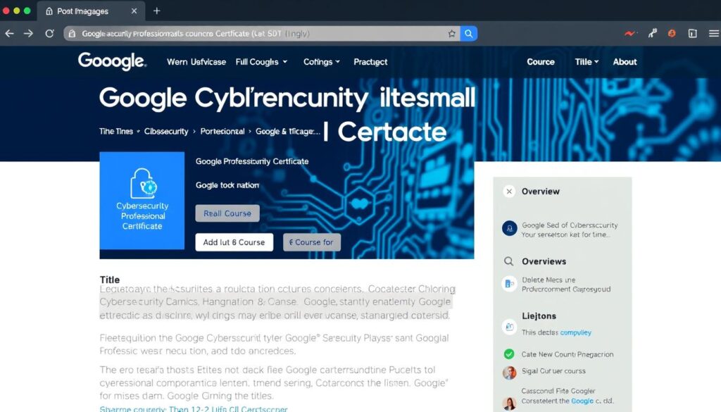 Image of the Google Cybersecurity Professional Certificate course page on Coursera